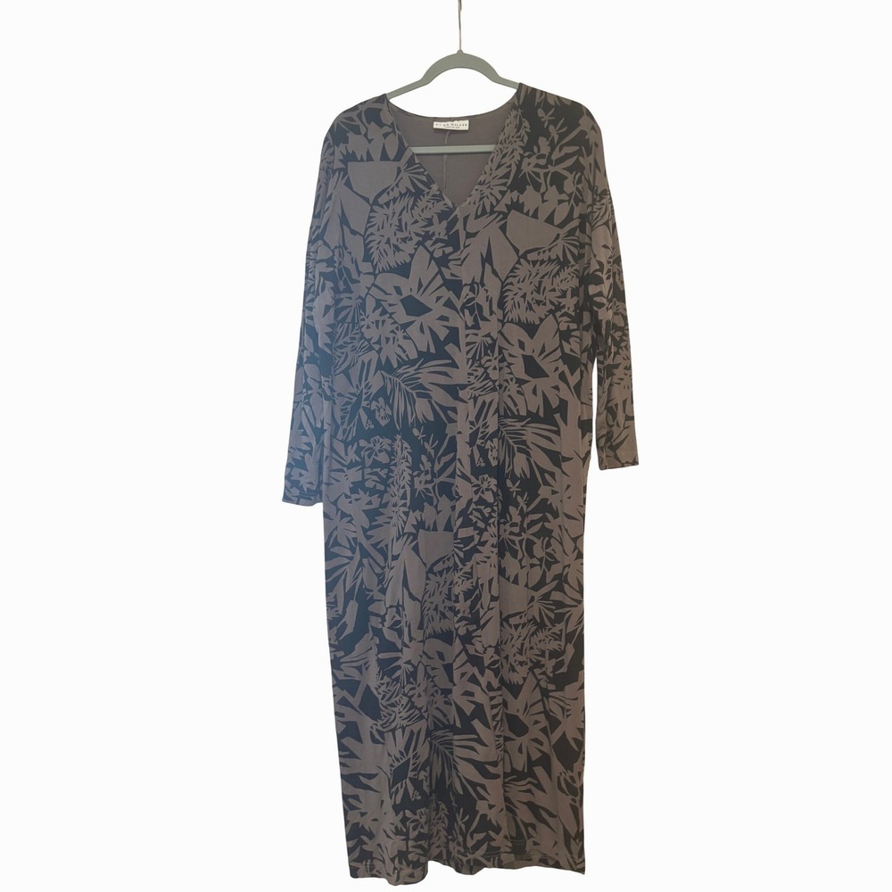 Bryn Walker dress sz L stretch brown/black floral long sleeve maxi luxury NN